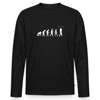 Hornussen Evolution - Männer Premium Bio Langarmshirt - Schwarz - Vorne - Nico (187cm)
