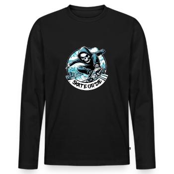 Skate or die Sk8 Skull graffiti tag - raffstaff ® - Men's Premium Organic Long Sleeve Shirt - black - Front - Nico (187cm)