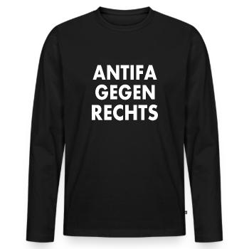 Antifa against the right - Men's Premium Organic Long Sleeve Shirt - black - Front - Nico (187cm)