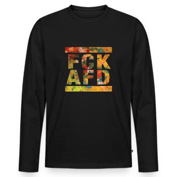 FCK AFD - Setting an example against the right, against Nazis - Men's Premium Organic Long Sleeve Shirt - black - Front - Nico (187cm)