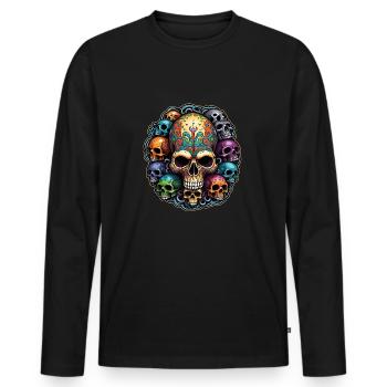 Decorative Large Skull with Small Skulls - Men's Premium Organic Long Sleeve Shirt - black - Front - Nico (187cm)