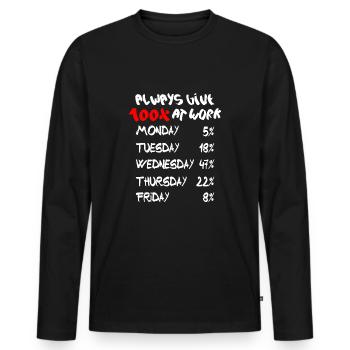 100% At Work - Men's Premium Organic Long Sleeve Shirt - black - Front - Nico (187cm)