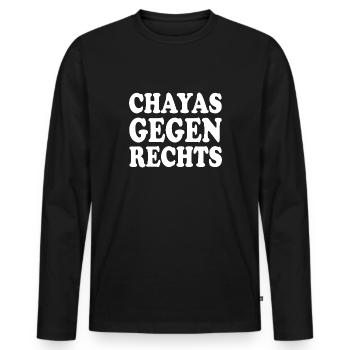 chayas gegen rechts - Männer Premium Bio Langarmshirt - Schwarz - Vorne - Nico (187cm)
