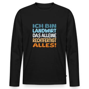 ich bin Landwirt - Männer Premium Bio Langarmshirt - Schwarz - Vorne - Nico (187cm)