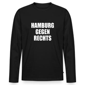 hamburg gegen rechts - Männer Premium Bio Langarmshirt - Schwarz - Vorne - Nico (187cm)