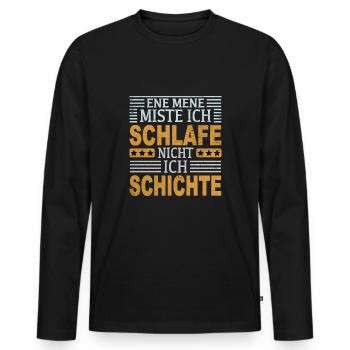 Schicht Schlafen Nachtschicht - Männer Premium Bio Langarmshirt - Schwarz - Vorne - Nico (187cm)