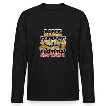 Colorful line dance design with cowboy hat - Men's Premium Organic Long Sleeve Shirt - black - Front - Nico (187cm)