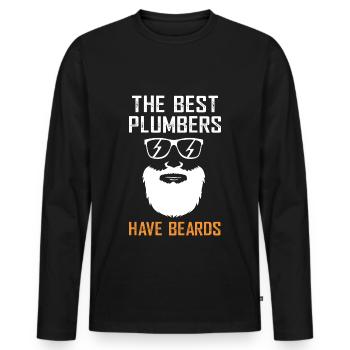 Plumber - Men's Premium Organic Long Sleeve Shirt - black - Front - Nico (187cm)