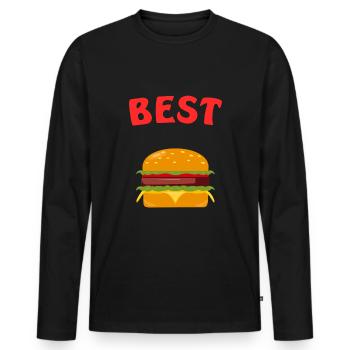 Best Friends Burger & Frites Frites Frites Frites - T-shirt manches longues Premium bio Homme - noir - Devant - Nico (187cm)