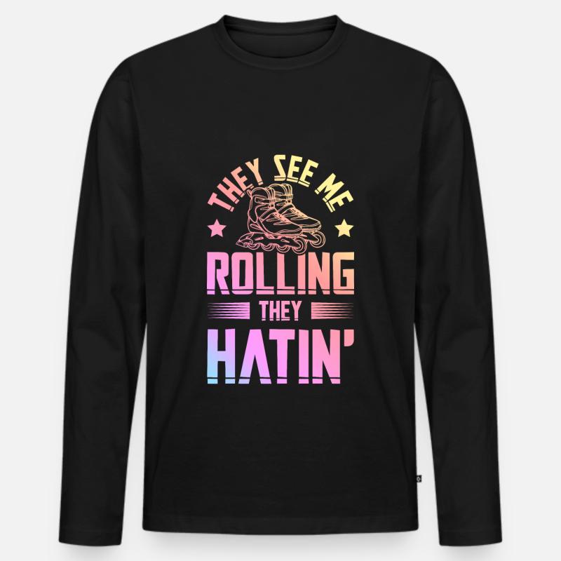 skate rolling - Männer Premium Bio Langarmshirt - Schwarz