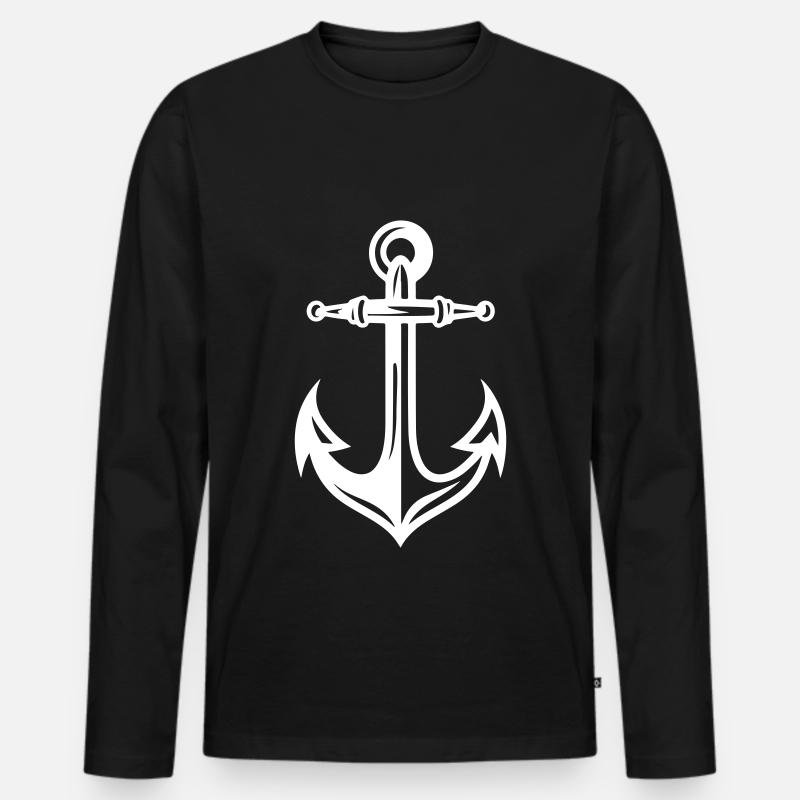 Anker Hafen - Männer Premium Bio Langarmshirt - Schwarz