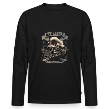 Dampflok nostalgische Eisenbahn Dampfmaschine - Männer Premium Bio Langarmshirt - Schwarz - Vorne - Nico (187cm)