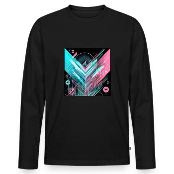 Futuristic Geometric T-Shirt - Men's Premium Organic Long Sleeve Shirt - black - Front - Nico (187cm)