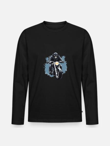 Motorcycle Biker Gorilla - Men's Premium Organic Long Sleeve Shirt - black