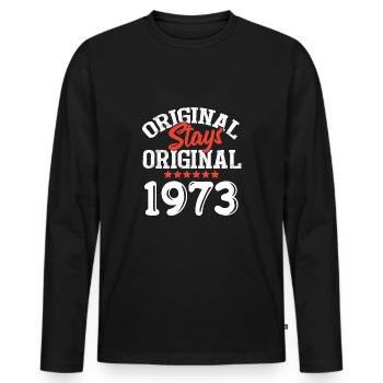 Original Stays Original 1973 - Men's Premium Organic Long Sleeve Shirt - black - Front - Nico (187cm)