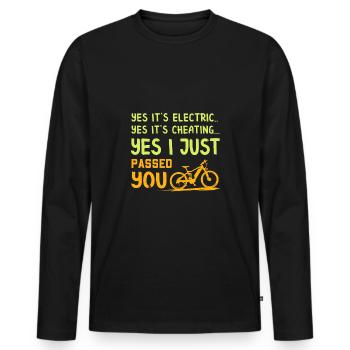 eBike - Electric Bike Yes It's Electric - Men's Premium Organic Long Sleeve Shirt - black - Front - Nico (187cm)