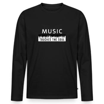 La musique touche l’âme, le ton oscille - T-shirt manches longues Premium bio Homme - noir - Devant - Nico (187cm)