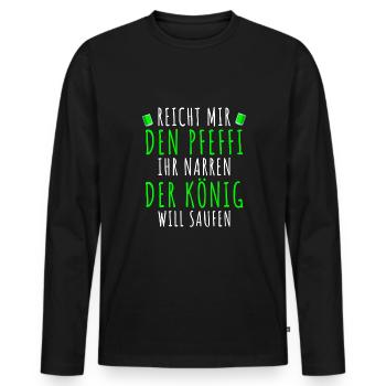 Pfefferminz Likör Pfeffi Vatertag Sauf - Männer Premium Bio Langarmshirt - Schwarz - Vorne - Nico (187cm)