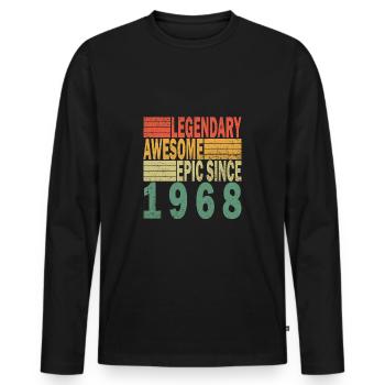 55. Geburtstag Jahrgang 1968 Vintage 1968 - Männer Premium Bio Langarmshirt - Schwarz - Vorne - Nico (187cm)