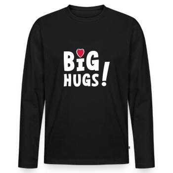 Große Umarmungen mit Herzen. Umarmungen, Umarmungen, Herzen. - Männer Premium Bio Langarmshirt - Schwarz - Vorne - Nico (187cm)