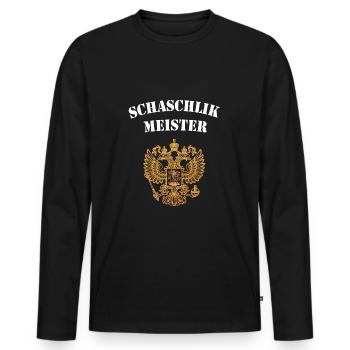 Schaschlikmeister original - Männer Premium Bio Langarmshirt - Schwarz - Vorne - Nico (187cm)