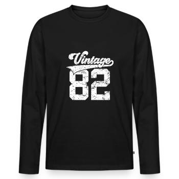 44TH BIRTHDAY 1982 VINTAGE 82 - Men's Premium Organic Long Sleeve Shirt - black - Front - Nico (187cm)
