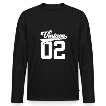 24E ANNIVERSAIRE MILLÉSIME 2002 - T-shirt manches longues Premium bio Homme - noir - Devant - Nico (187cm)