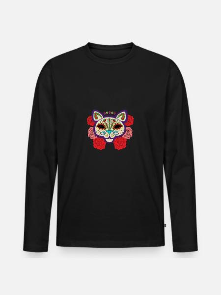 Cats Mask - Premium Design - Men's Premium Organic Long Sleeve Shirt - black