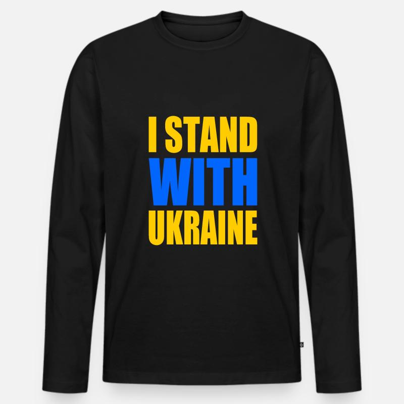 I stand with ukraine - Männer Premium Bio Langarmshirt - Schwarz