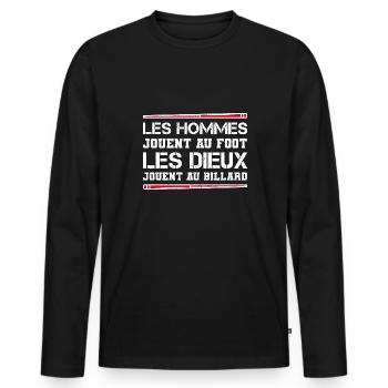 Les Hommes Jouent Au Foot Les Dieux Au Billard - T-shirt manches longues Premium bio Homme - noir - Devant - Nico (187cm)