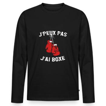 Boxer - Box Jersey - I Can't I Boxed - Männer Premium Bio Langarmshirt - Schwarz - Vorne - Nico (187cm)