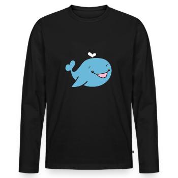 Wal - Männer Premium Bio Langarmshirt - Schwarz - Vorne - Nico (187cm)