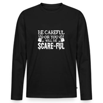 Chasse aux fantômes Soyez prudent ou vous serez prudent - T-shirt manches longues Premium bio Homme - noir - Devant - Nico (187cm)