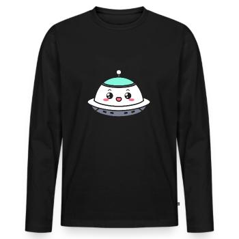 fliegende Untertasse - Männer Premium Bio Langarmshirt - Schwarz - Vorne - Nico (187cm)