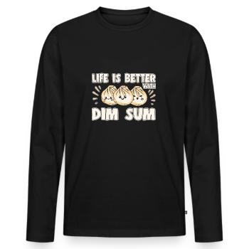 Délicieux Cuisine Asiatique Bao Bun Drôle Dim Sum - T-shirt manches longues Premium bio Homme - noir - Devant - Nico (187cm)