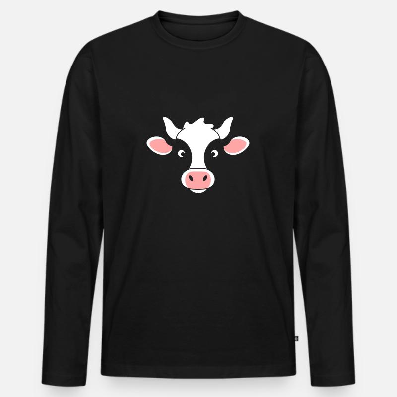 Kuh - Männer Premium Bio Langarmshirt - Schwarz