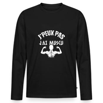 I Can't I Have Muscu Gym Humor - Männer Premium Bio Langarmshirt - Schwarz - Vorne - Nico (187cm)