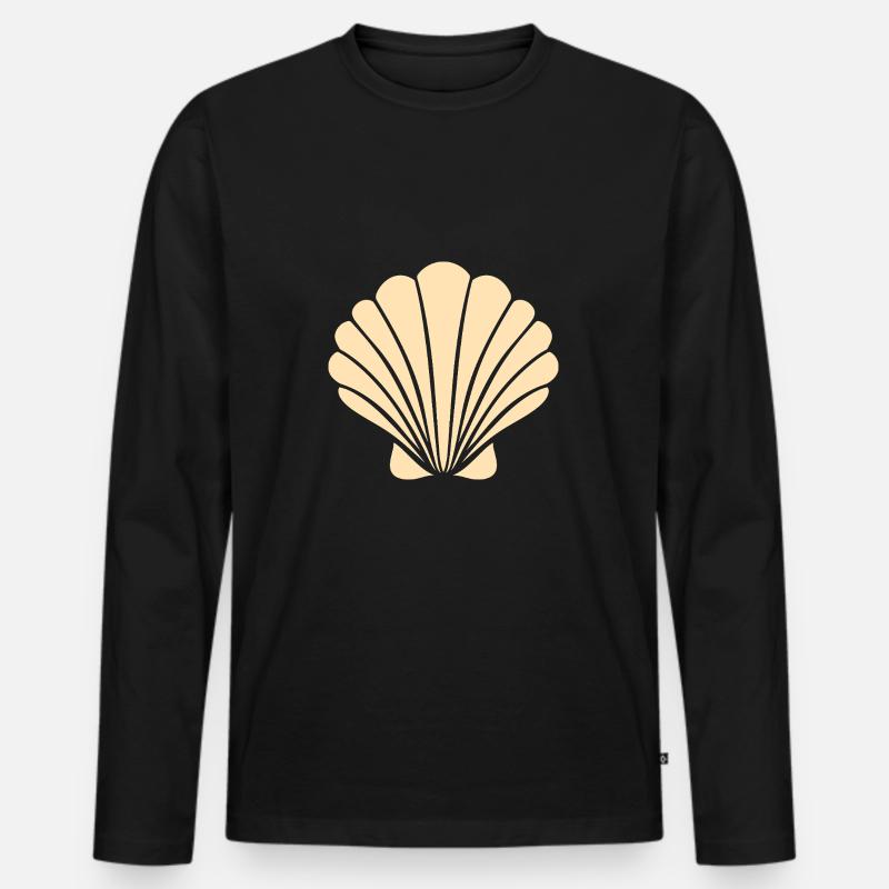 Muschel - Männer Premium Bio Langarmshirt - Schwarz