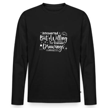 Funny Artist Painter Willing To Discuss Art Gift - Männer Premium Bio Langarmshirt - Schwarz - Vorne - Nico (187cm)