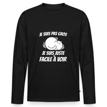 facile à voir - T-shirt manches longues Premium bio Homme - noir - Devant - Nico (187cm)