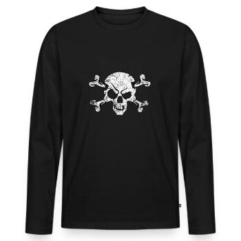 Grunge Pirate Skull And Crossbones - Men's Premium Organic Long Sleeve Shirt - black - Front - Nico (187cm)