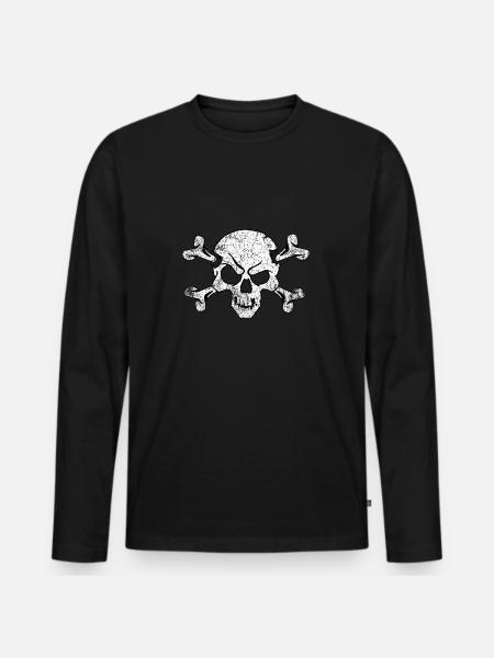 Grunge Pirate Skull And Crossbones - Men's Premium Organic Long Sleeve Shirt - black