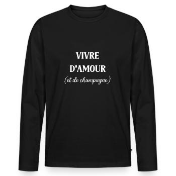 Vivre d'amour de - T-shirt manches longues Premium bio Homme - noir - Devant - Nico (187cm)