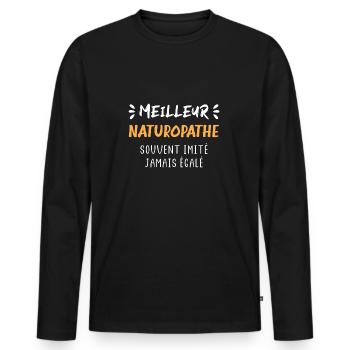 Meilleur naturopathe - T-shirt manches longues Premium bio Homme - noir - Devant - Nico (187cm)