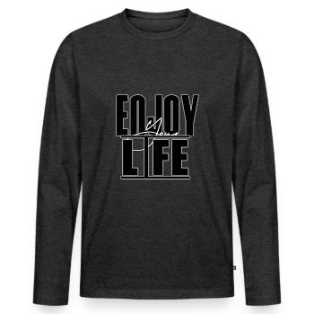 Profitez de votre vie - T-shirt manches longues Premium bio Homme - anthracite chiné - Devant - Nico (187cm)