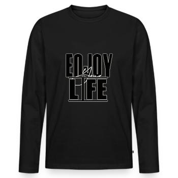 Enjoy Your Life - Men's Premium Organic Long Sleeve Shirt - black - Front - Nico (187cm)