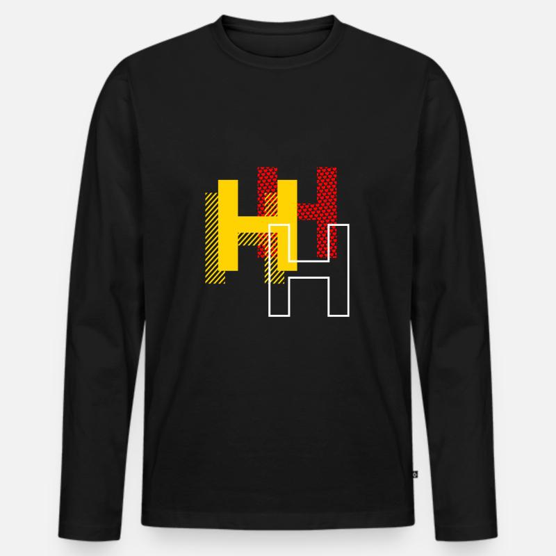 H h h - Männer Premium Bio Langarmshirt - Schwarz