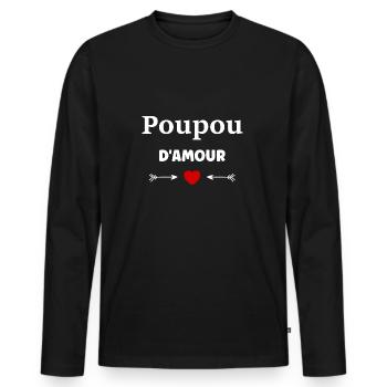 Poupou d'amour - T-shirt manches longues Premium bio Homme - noir - Devant - Nico (187cm)