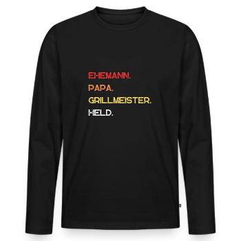 Husband dad grill master hero cool gift idea - Men's Premium Organic Long Sleeve Shirt - black - Front - Nico (187cm)