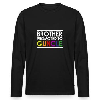 Gay Uncle Guncle Brother Promoted to Uncle Novelty - Men's Premium Organic Long Sleeve Shirt - black - Front - Nico (187cm)